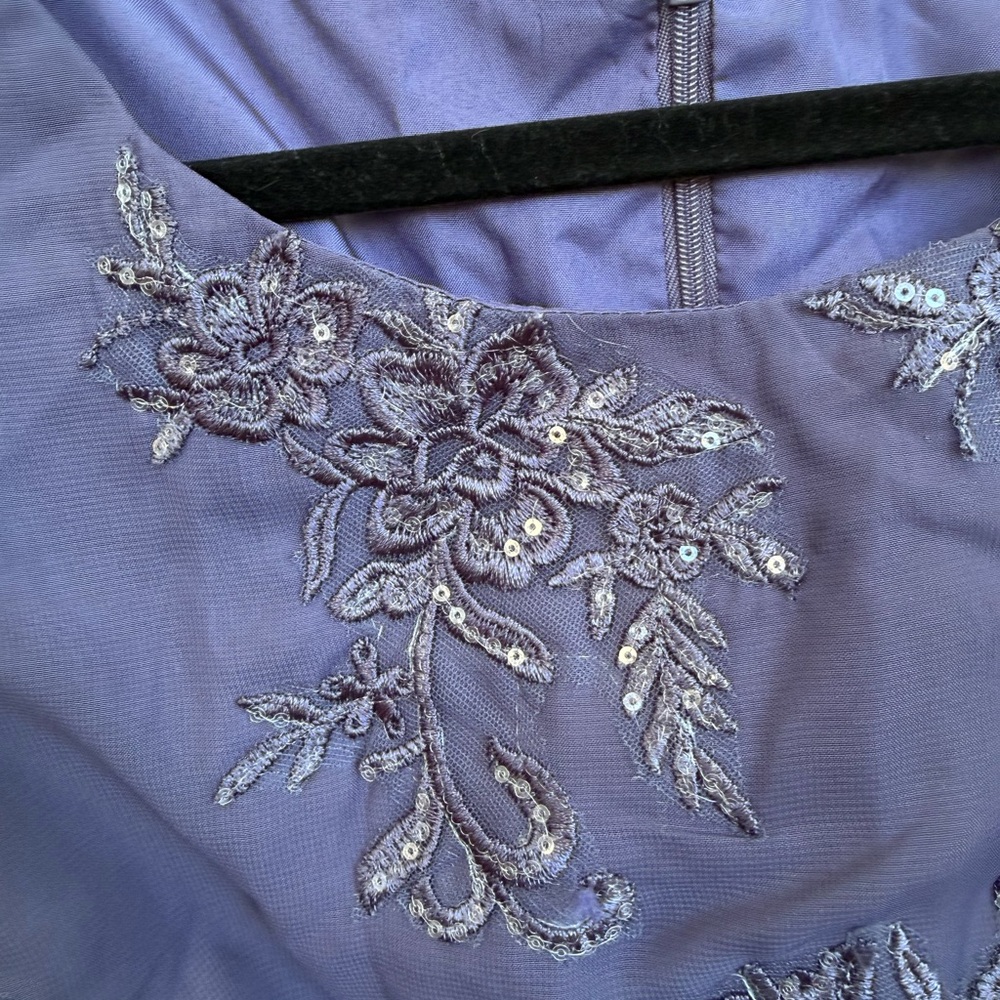 NWT Women’s Chiffon Suit 3 Piece Lace Appliqués Long Sleeve Dressy Formal Blue - Picture 7 of 11